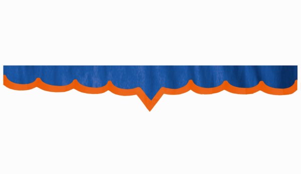 Wildlederoptik Lkw Scheibenbordüre mit Kunstlederkante, doppelt verarbeitet dunkelblau orange V-Form 18 cm