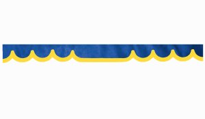 Wildlederoptik Lkw Scheibenbord&uuml;re mit Kunstlederkante, doppelt verarbeitet dunkelblau gelb Wellenform 18 cm