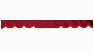 Skivbård i mockalook med kant i konstläder, dubbelfärgad bordeaux röd* Bågform 18 cm