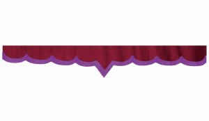 Skivbård i mockalook med kant i konstläder, dubbelfärgad bordeauxlila V-form 18 cm