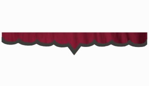 suedelook truck pane border with leatherette edge, Double processed bordeaux anthrazit V-form 18 cm