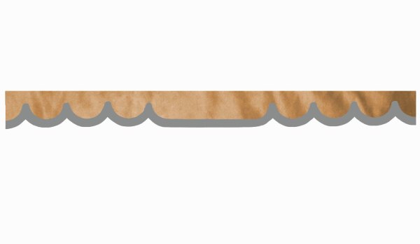 suedelook truck pane border with leatherette edge, Double processed caramel grey Wave form 18 cm