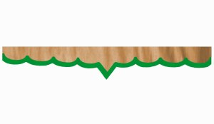 Wildlederoptik Lkw Scheibenbord&uuml;re mit Kunstlederkante, doppelt verarbeitet caramel gr&uuml;n V-Form 18 cm