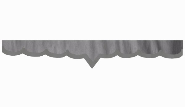 Wildlederoptik Lkw Scheibenbordüre mit Kunstlederkante, doppelt verarbeitet grau grau V-Form 18 cm