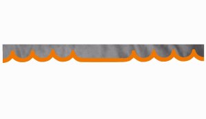 Wildlederoptik Lkw Scheibenbordüre mit Kunstlederkante, doppelt verarbeitet grau orange Wellenform 18 cm