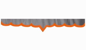 Wildlederoptik Lkw Scheibenbordüre mit Kunstlederkante, doppelt verarbeitet grau orange V-Form 18 cm