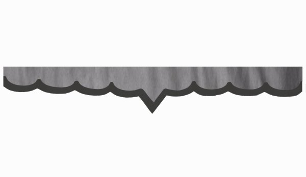 Wildlederoptik Lkw Scheibenbordüre mit Kunstlederkante, doppelt verarbeitet grau anthrazit V-Form 18 cm