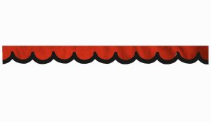 Wildlederoptik Lkw Scheibenbord&uuml;re mit Kunstlederkante, doppelt verarbeitet rot schwarz Bogenform 18 cm