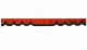Skivbård i mockalook med kant i läderimitation, dubbelbearbetad röd svart vågform 18 cm