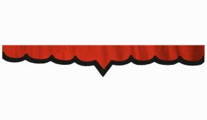 Wildlederoptik Lkw Scheibenbord&uuml;re mit Kunstlederkante, doppelt verarbeitet rot schwarz V-Form 18 cm
