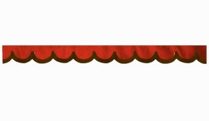 Skivbård i mockalook med kant i läderimitation, dubbelbearbetad rödbrun* Bågeform 18 cm