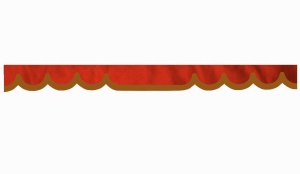 Wildlederoptik Lkw Scheibenbord&uuml;re mit Kunstlederkante, doppelt verarbeitet rot grizzly Wellenform 18 cm