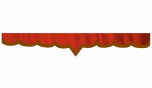Skivbård i mockalook med kant i konstläder, dubbelbearbetad röd grizzly V-form 18 cm