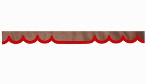 suedelook truck pane border with leatherette edge, Double processed grizzly red* Wave form 18 cm