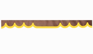 Rand van truckschijf in su&egrave;de-look met rand van imitatieleer, dubbele afwerking grizzly geel Golfvorm 18 cm