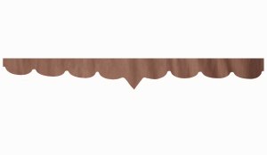 Wildlederoptik Lkw Scheibenbord&uuml;re mit Kunstlederkante, doppelt verarbeitet grizzly wei&szlig; V-Form 18 cm