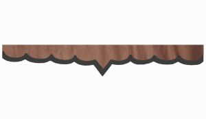 suedelook truck pane border with leatherette edge, Double processed grizzly anthrazit V-form 18 cm