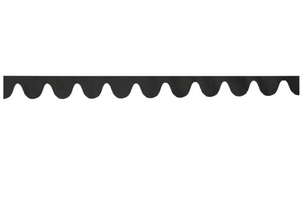 Wildlederoptik Lkw Scheibenbordüre mit Fransen, doppelt verarbeitet anthrazit-schwarz ohne Fransen Bogenform 23 cm