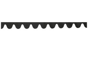 Wildlederoptik Lkw Scheibenbord&uuml;re mit Fransen, doppelt verarbeitet anthrazit-schwarz ohne Fransen Bogenform 23 cm