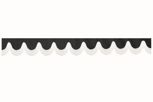 Suède-look truckschijfrand met franjes, dubbele afwerking antraciet-zwart Wit Boogvorm 23 cm