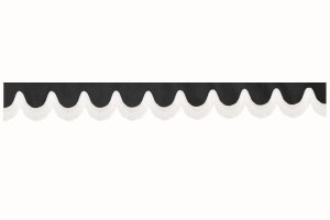 suedelook truck pane border with fringes, Double processed  anthracite-black white shape 23 cm