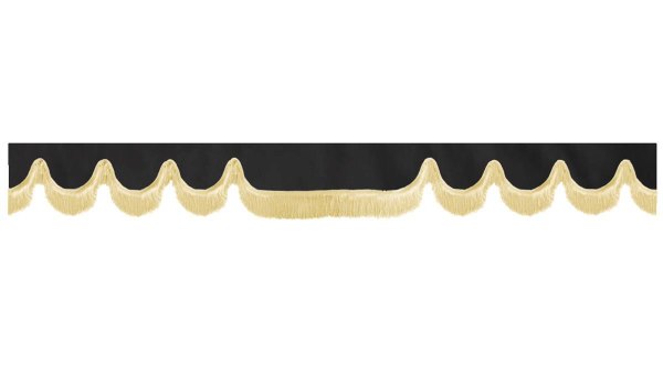Skivbård med fransar, dubbelt bearbetad antracit-svart-beige vågform 23 cm