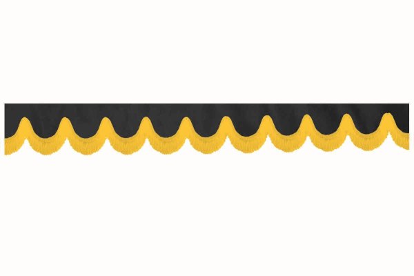 Suède-look truckschijfrand met franjes, dubbele afwerking antraciet-zwart geel Boogvorm 23 cm