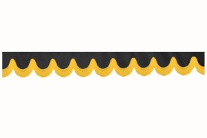 Su&egrave;de-look truckschijfrand met franjes, dubbele afwerking antraciet-zwart geel Boogvorm 23 cm
