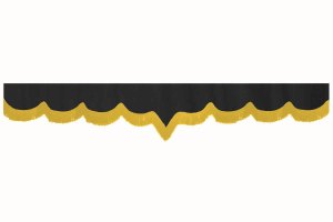 suedelook truck pane border with fringes, Double processed  anthracite-black yellow V-form 23 cm