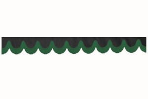 Wildlederoptik Lkw Scheibenbord&uuml;re mit Fransen, doppelt verarbeitet anthrazit-schwarz gr&uuml;n Bogenform 23 cm