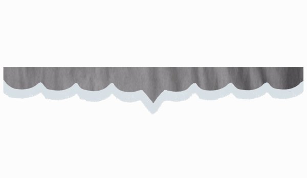 Wildlederoptik Lkw Scheibenbordüre mit Fransen, doppelt verarbeitet grau weiß V-form 23 cm