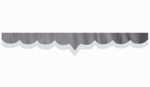 Wildlederoptik Lkw Scheibenbord&uuml;re mit Fransen, doppelt verarbeitet grau wei&szlig; V-form 23 cm