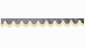 Wildlederoptik Lkw Scheibenbord&uuml;re mit Fransen, doppelt verarbeitet grau beige Bogenform 23 cm