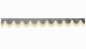 Wildlederoptik Lkw Scheibenbordüre mit Fransen, doppelt verarbeitet grau beige Bogenform 23 cm