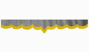 Wildlederoptik Lkw Scheibenbord&uuml;re mit Fransen, doppelt verarbeitet grau gelb V-form 23 cm
