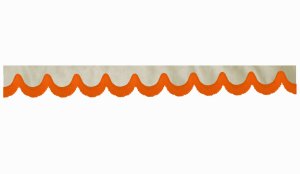 Wildlederoptik Lkw Scheibenbord&uuml;re mit Fransen, doppelt verarbeitet beige orange Bogenform 23 cm