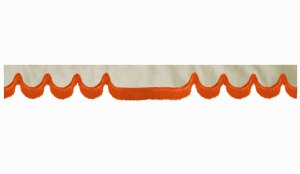 Skivbård i mockalook med fransar, dubbelbearbetad beige orange vågform 23 cm