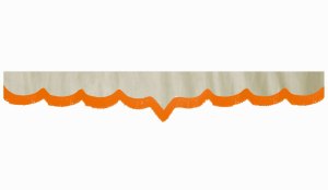 Skivbård i mockalook med fransar, dubbelbearbetad beige-orange V-form 23 cm