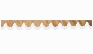 suedelook truck pane border with fringes, Double processed  caramel white shape 23 cm