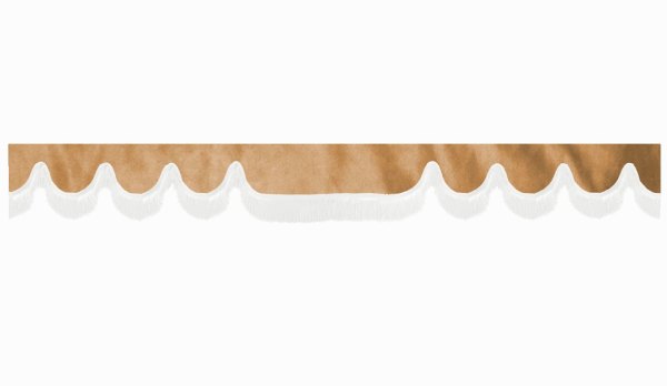 suedelook truck pane border with fringes, Double processed  caramel white Wave form 23 cm
