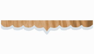 suedelook truck pane border with fringes, Double processed  caramel white V-form 23 cm