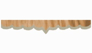Wildlederoptik Lkw Scheibenbordüre mit Fransen, doppelt verarbeitet caramel beige V-form 23 cm