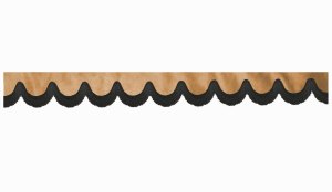 Su&egrave;de-look truckschijfrand met franjes, dubbele afwerking karamel Zwart Boogvorm 23 cm