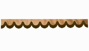 Su&egrave;de-look truckschijfrand met franjes, dubbele afwerking karamel bruin Boogvorm 23 cm
