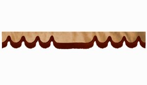 suedelook truck pane border with fringes, Double processed  caramel bordeaux Wave form 23 cm