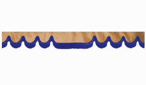 suedelook truck pane border with fringes, Double processed  caramel blue Wave form 23 cm