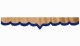 Suède-look truckschijfrand met franjes, dubbele afwerking karamel blauw V-vorm 23 cm