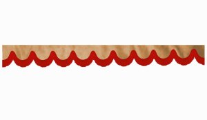 Wildlederoptik Lkw Scheibenbord&uuml;re mit Fransen, doppelt verarbeitet caramel rot Bogenform 23 cm
