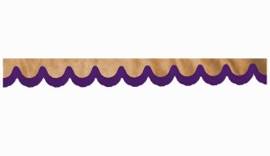 Wildlederoptik Lkw Scheibenbordüre mit Fransen, doppelt verarbeitet caramel flieder Bogenform 23 cm