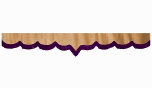 Su&egrave;de-look truckschijfrand met franjes, dubbele afwerking karamel lila V-vorm 23 cm